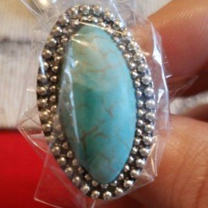 Silver and Turquoise Ring Adjustable Style 2